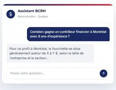 Estimateur de salaire Québec de BC Ressources humaines, exemple d'estimation
