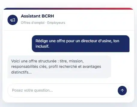 Générateur d'offre d'emploi de BC Ressources humaines, exemple d'offre générée